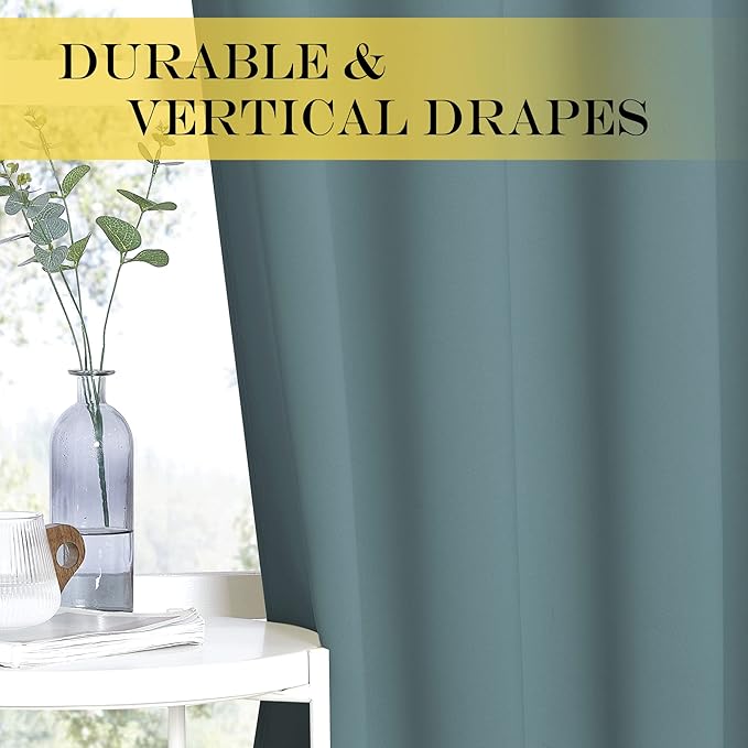 NICETOWN Room Darkening Curtain for Living Room - Energy Saving Thermal Insulated Grommet Room Darkening Curtain/Drape for Bedroom (1 Panel, 46 by 72, Greyish Blue)