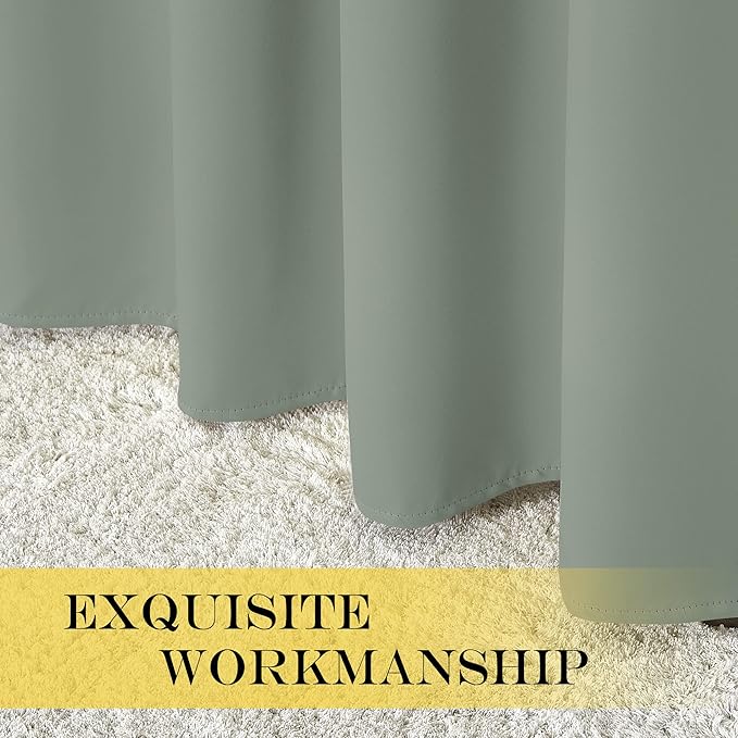 NICETOWN Blackout Drapery Curtain Panel 90 inches Long - Window Treatment Thermal Insulated Grommet Blackout Curtain/Drape for Bedroom Living Room (Sage Green, 1 Panel, 46 by 90 inches)