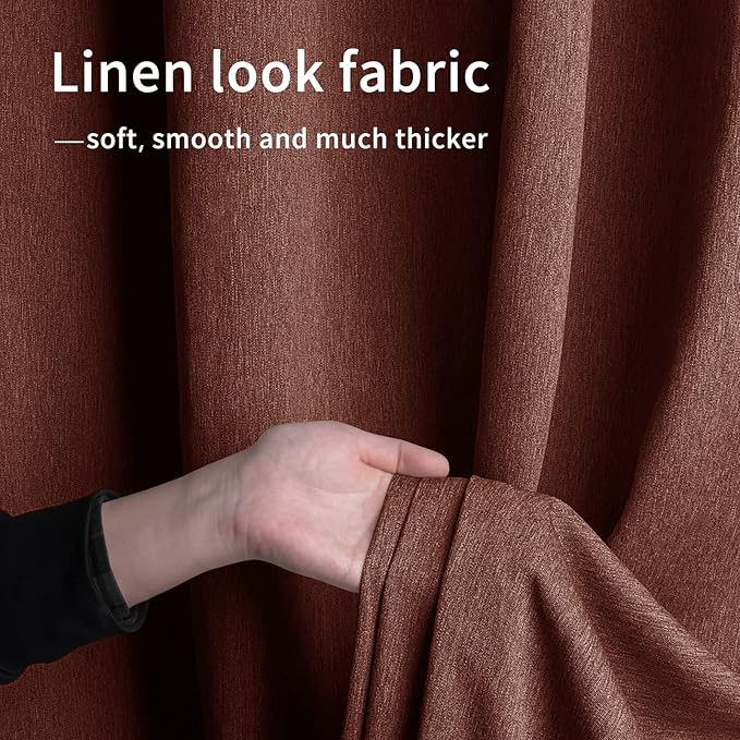 Easy-Going Linen Look Outdoor Curtains Waterproof Windproof Porch Curtains, Soft Thicken Outdoor Privacy Curtains for Patio, Gazebo, Grommet Top and Tab Bottom Drape, 1 Panel, 110x84 inch, Terra Red