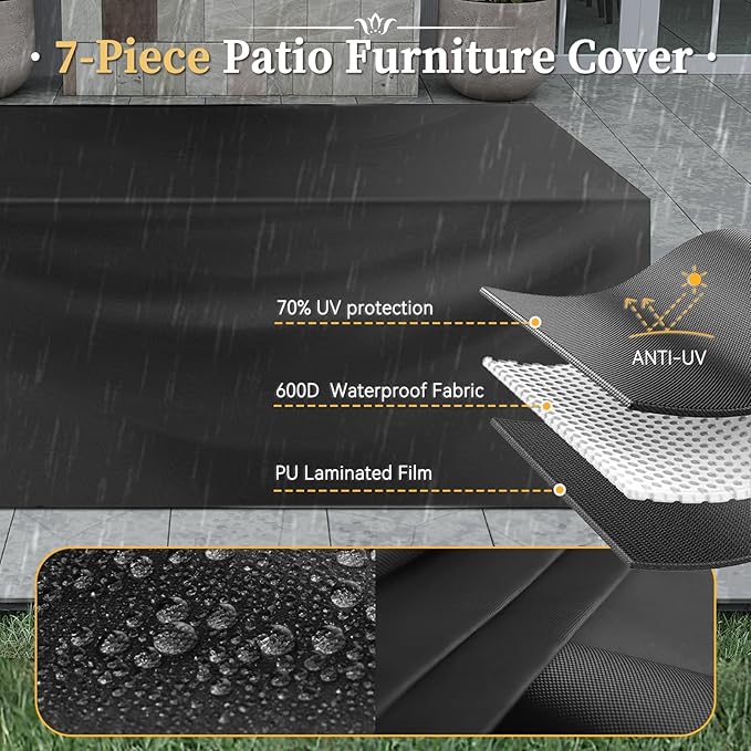 Aoxun 11 Piece Patio Furniture Set Wicker Rattan Patio Conversation Set Outdoor Sectional Sofa Set with Coffee Table and 4” Thickened Cushions, Blue(Waterproof Cover Included)