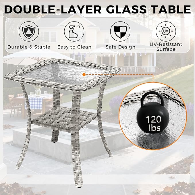 10-Seat Modern Patio Furniture Set with Swivel Rocking Chairs, Thick 4″ Cushions, Dual-Strand Wicker Rattan, Rust-Resistant Steel Frame – Outdoor Conversation & Modular Sectional,Black