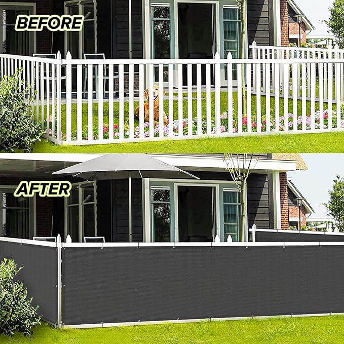 LOVE STORY 3'x6' Dark Grey Balcony Screen Privacy Fence Cover UV Protection (HDPE) Weather-Resistant 3 FT Height Shield for Deck, Patio, Backyard, Outdoor Pool, Porch, Railing