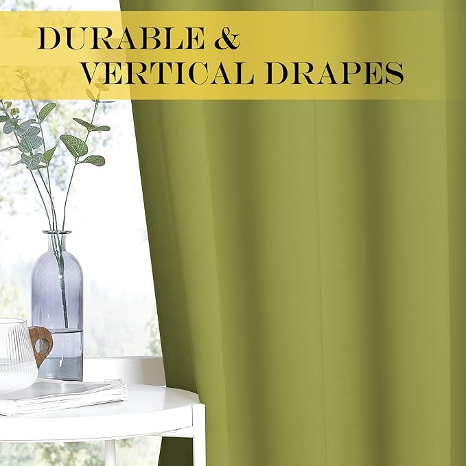 NICETOWN Glass Door Curtains for Window - Wide Thermal Curtain Panels, Sliding Door Drapes, Extra Wide Curtains (Fresh Green, 100 inches Wide x 84 inches Long)