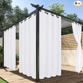 HolidayIdeas White Outdoor Curtains for Patio Waterproof, 4 Panels - 54 x 120 Inch - Privacy Protection & Light Filtering Curtains Grommet Outside Curtains for Porch, Gazebo, Pergola, Backyard