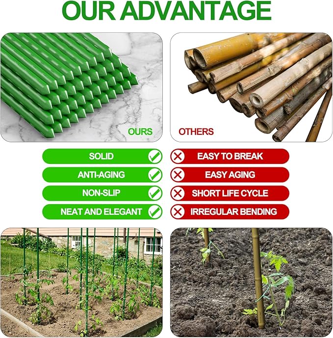 WAENLIR Garden Stakes 84 inch 7ft Sturdy Tomato Stakes, Plant Stakes for Outdoor Plants, Metal Plant Support Sticks for Gardening, Pack of 25