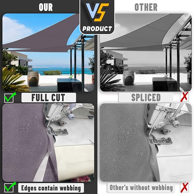 LOVE STORY Custom Size 7'x9'x11.4' Dark Grey Sun Shade Sail Right Triangle Sunhsade Fabric Awning Canopy for Patio Backyard Carport Pergola (Customized)