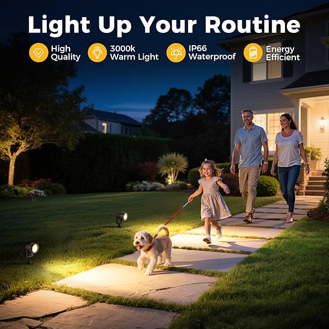 L LOHAS LED 5W Plug in Spotlight Outdoor, 3000K Warm White Landscape Lighting, IP66 Waterproof Spot Lights for Yard, Garden, House, Pathway, Plant, UL Listed (1 Pack)