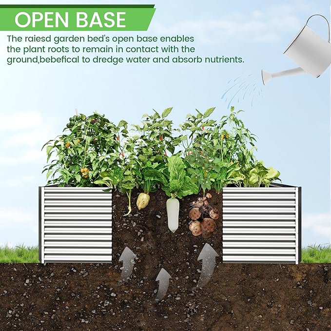 FRIZIONE 2pcs Tall 6x3ft Galvanized Raised Garden Bed Outdoor,Above Ground Garden Bed for Vegetable,Metal Raised Beds for Flower,Steel Raised Beds for Gardening