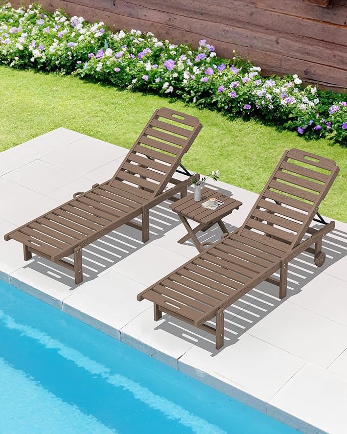 SERWALL Folding Outdoor Side Table Set of 4, Small Adirondack Side Table, Brown