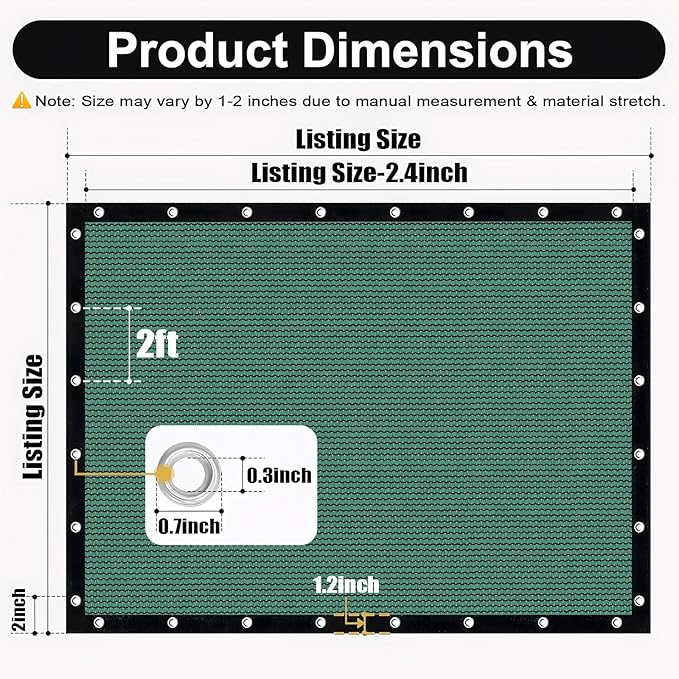 Artpuch 90% Sun Shade Cloth, 8 x 8 FT Pergola Shade Cover Canopy with Grommets, Sun Screen Fabric Tarp for Patio, Outdoor, Garden, Backyard, Green