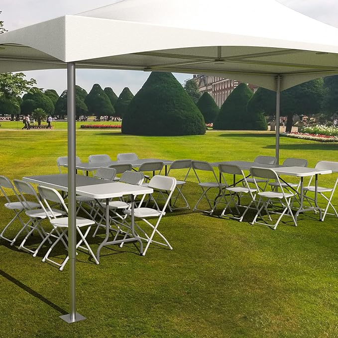 VINGLI 1 Pack White Plastic Folding Chair, Indoor Outdoor Portable Stackable Commercial Seat with Steel Frame 350lb. Capacity for Events Office Wedding Party Picnic Kitchen Dining