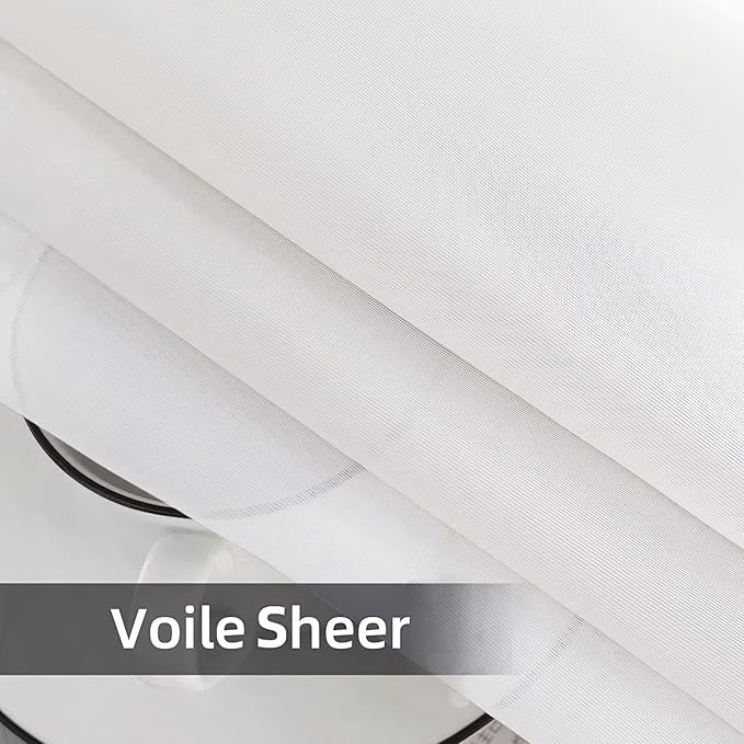 SpaceDresser Waterproof Outdoor Sheer Curtains for Patio - 2 Panels Rod Pocket Indoor Voile Sheer Curtain for Living Room,100W x 84L inch, White