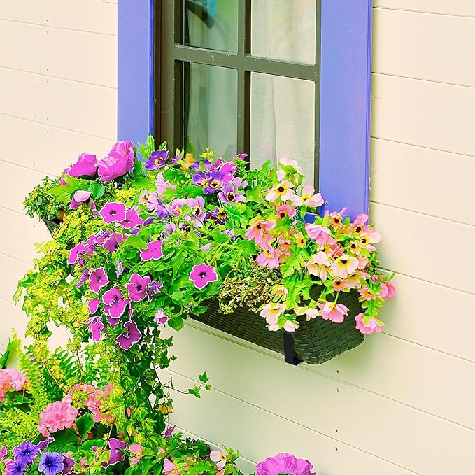 LukLoy Window Box Brackets, 4 Pack Adjustable Heavy Duty Wall Mount Flower Box Holder (6 to 12 in), with 70lbs Capacity, Black