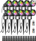 ZUCKEO 12W Color Changing Landscape Lights RGB Low Voltage Landscape Lighting Remote Control, Waterproof LED Outdoor Spotlight for Garden Pathway House Christmas Decor, 10 Pack with Connector