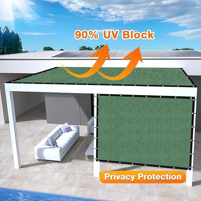 Artpuch Outdoor Pergola Shade Cover 8' X 12' Sun Shade Cloth with Grommets, 90% UV Protection Canopy Patio Privacy Screen (Customized Available) GN107, Green