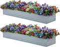 2 Pack 6x1.5x1FT Galvanized Raised Garden Bed Kit, Outdoor Metal Planter Box for Vegetables, Bottomless Rectangular Gardening Bed with Support Rods, Tool-Free Assembly, Gray