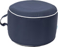 QILLOWAY Indoor/Outdoor Inflatable Stool,Round Ottoman,All Weather Foot Rest for Camping or Home,Navy Blue