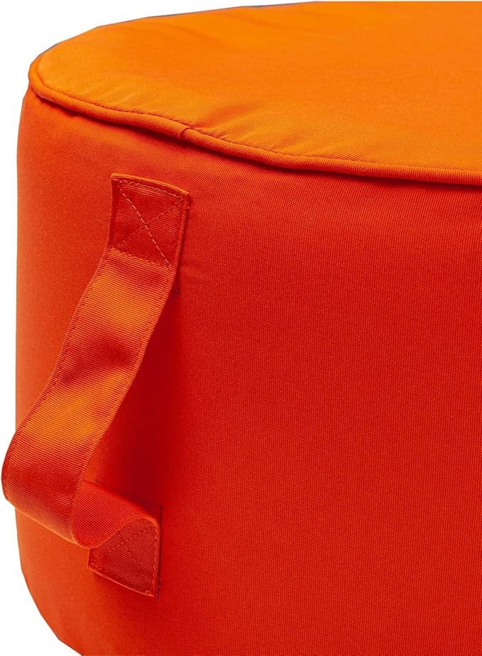 QILLOWAY Indoor/Outdoor Inflatable Stool,Round Ottoman,All Weather Foot Rest for Camping or Home,Orange