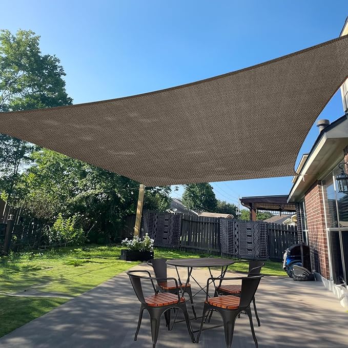 SUNLAX Sun Shade Sail 12' x 19' Brown Rectangle Canopy Sail Shade Cover UV Block Permeable Sunshade Outdoor for Patio Backyard Deck Pergola (We Make Custom Size)