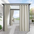 RYB HOME Outdoor Curtains for Patio Waterproof Block Sunlight Thermal Insulated Privacy Assured Thick Outside Curtains for Pergola, Deck, Gazebo, W52" x L108", Natural, 1 Panel