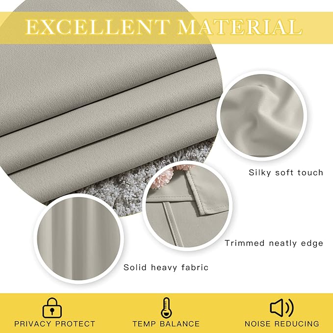 NICETOWN Room Divider Curtain 132 Inches Long, Wide Blackout Sliding Door Curtain for Bedroom, Room Darkening Privacy Window Curtain for Patio Door (1 Panel Set, Natural, 80 x 132 Inch)
