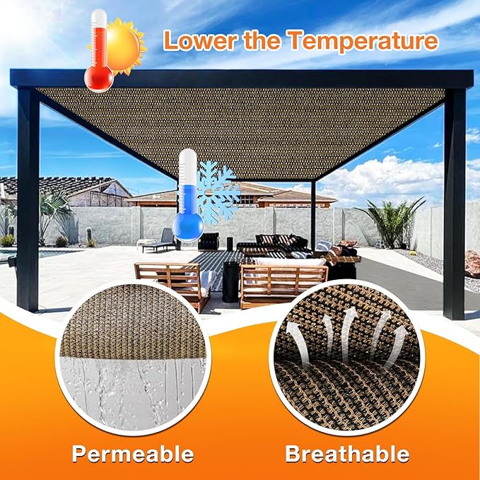 Artpuch Outdoor Pergola Shade Cover 5x10 FT Sun Shade Cloth with Grommets Mocha 90% UV Protection Canopy Patio Privacy Screen (Customized Available)