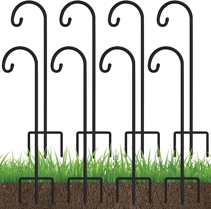 FEED GARDEN Adjustable 32 Inch Shepherd Hooks Rust Resistant Steel Shepard Hooks for Outdoor Hanging Lanterns, Bird Feeders, Solar Lights, Weddings Decor 8 Pack
