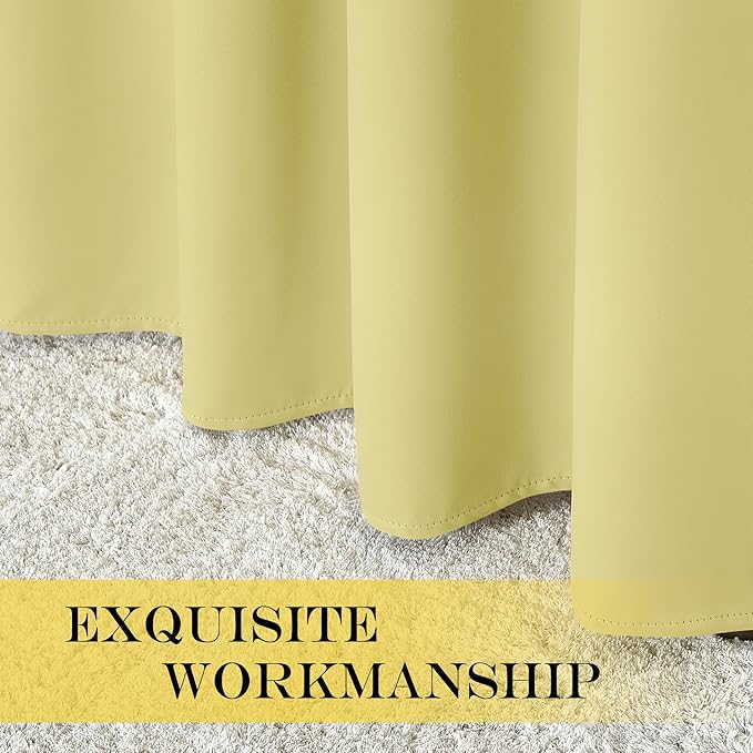 NICETOWN Paler Yellow Blackout Curtains for Bedroom 72 Inches Long, Thermal Insulated Room Darkening Grommet Window Curtains for Living Room Nursery, 66 inch x 72 inche, 1 Panel