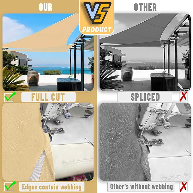 LOVE STORY Custom Size 15'x15'x15' Sand Sun Shade Sail Triangle Sunhsade Fabric Awning Canopy for Patio Backyard Carport Pergola (Customized)