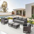 Belord Wicker Patio Furniture 5 Piece Outdoor Sofa Set, Oversize Outdoor Dining Chairs with Rattan Ottomans, Conversation Sets Patio Furniture Come with Removable Washable