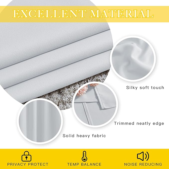 NICETOWN Patio Door Curtain Room Darkening Drapes, Grommet Light & Heat Blocking Room Divider Curtain Panel Window Drape for Bedroom/Living Room (Greyish White, W80 x L90, 1 Panel)