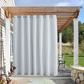 NICETOWN Privacy Outdoor Curtain for Patio Waterproof, Thermal Insulated Sun Block Rustproof Top & Bottom Grommet Windproof Indoor Outdoor Blinds for Balcony, Greyish White, 1 Panel, 100" W by 95" L