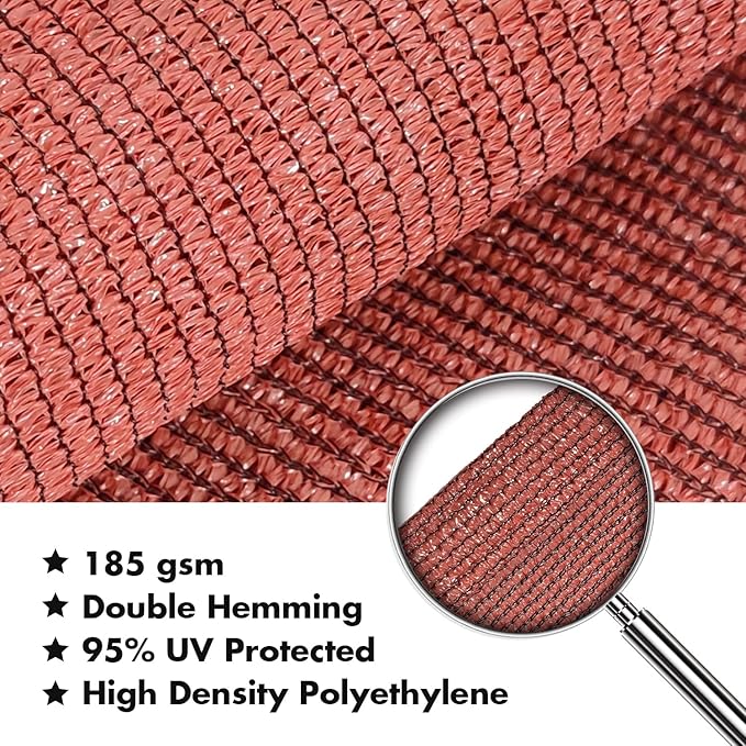 KANAGAWA 18'X20' Rust Red Custom Size Sun Shade Sail Rectangle UV Block Canopy Cover for Patio Backyard Lawn Garden Outdoor (Customized Available)