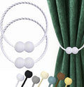 Hion Magnetic Curtain Tiebacks White 2pcs, Curtain Tiebacks Buckles Holdbacks Holders Hooks Clip for Home Bedroom Office Decorative Curtain