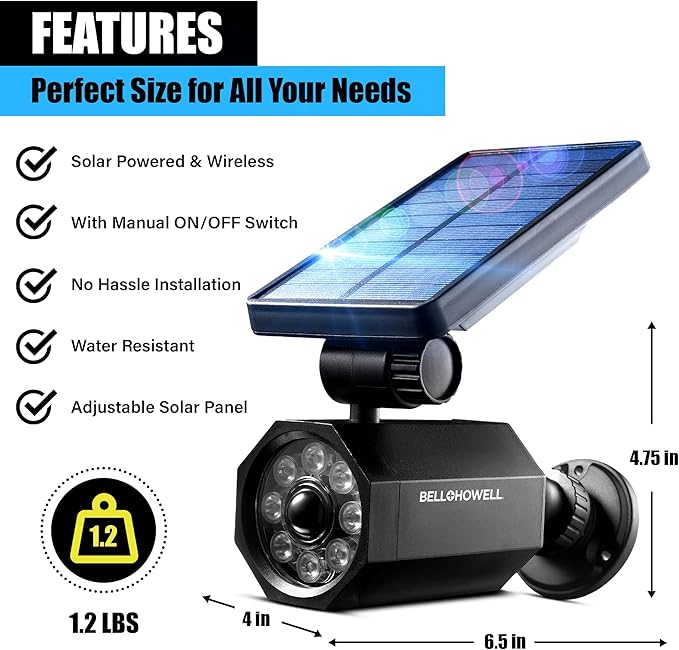 Bell+Howell Bionic Spotlight Motion Solar Spot Lights Outdoor Waterproof, Landscape Light, Outdoor Solar Yard Lighting Weather Resistant, Super Bright LED Lights, for Garden, Lawn As Seen On TV