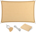 Eden's Decor Straight Flat-Edged Sun Shade Sail Rectangular 5' x 16' Beige UV-Blocking Outdoor Canopy Fabric Cloth Awning for Pergola Patio Garden Backyard Custom Size