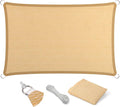 Eden's Decor Straight Flat-Edged Sun Shade Sail Rectangular 13' x 16' Beige UV-Blocking Outdoor Canopy Fabric Cloth Awning for Pergola Patio Garden Backyard Custom Size