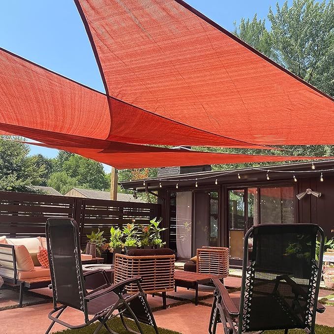 LOVE STORY Custom Size 17'x17'x17' Terra Red Sun Shade Sail Triangle Sunshade Fabric Awning Canopy for Patio Backyard Carport Pergola (Customized)