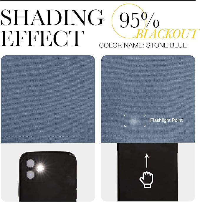 NICETOWN Blackout Drapery Door Curtain for Bedroom - Grommet Window Treatment Thermal Insulated Solid Vertical Drape for Doorway (Stone Blue, 1 Piece, 66 by 66 Inch)