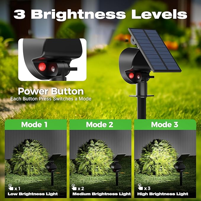 nipify Solar Lights Outdoor Waterproof, Spot Lights- 4 Pack/53 LED/3 Modes Solar Powered Spotlights 2-in-1 Auto On/Off Landscape Lighting for Outside Yard Wall Garden, Cool White