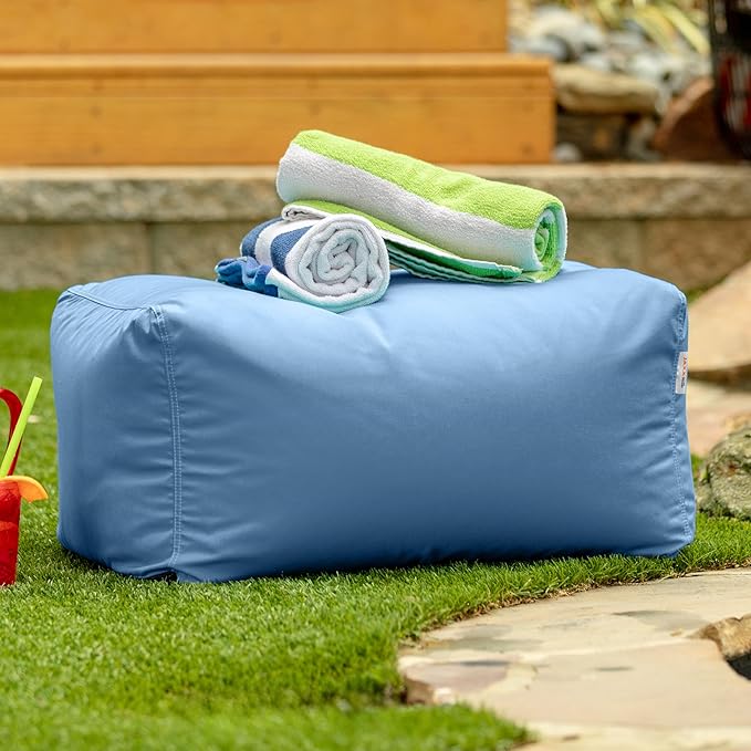 Jaxx Leon Outdoor Bean Bag Ottoman, Ocean Blue