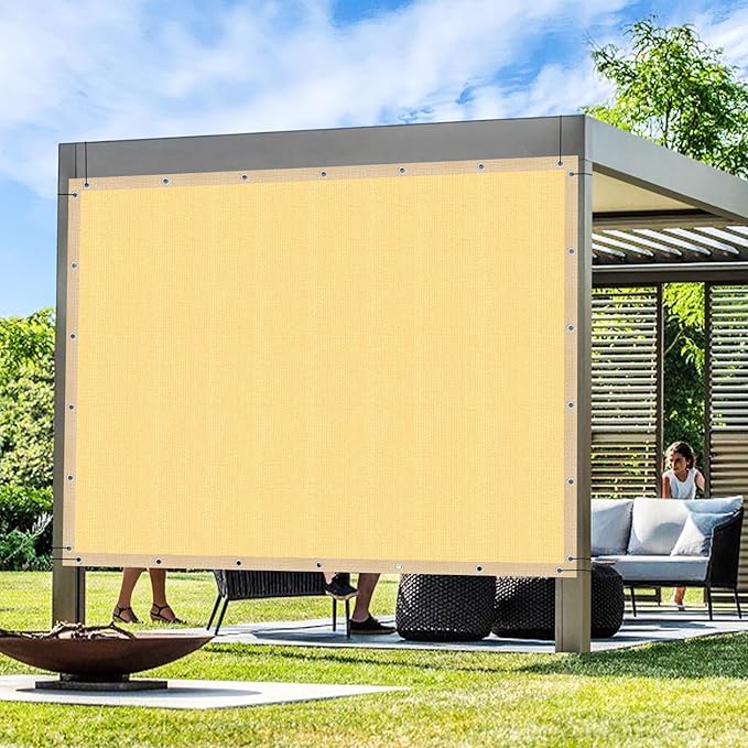 Artpuch Outdoor Pergola Shade Cover 12x14 FT Sun Shade Cloth with Grommets Sand 90% UV Protection Canopy Patio Privacy Screen (Customized Available)