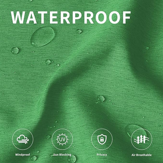 Easy-Going Linen Look Outdoor Curtains Waterproof Windproof Porch Curtains, Soft Thicken Outdoor Privacy Curtains for Patio, Gazebo, Grommet Top and Tab Bottom Drape, 1 Panel, 54x96 inch, Green