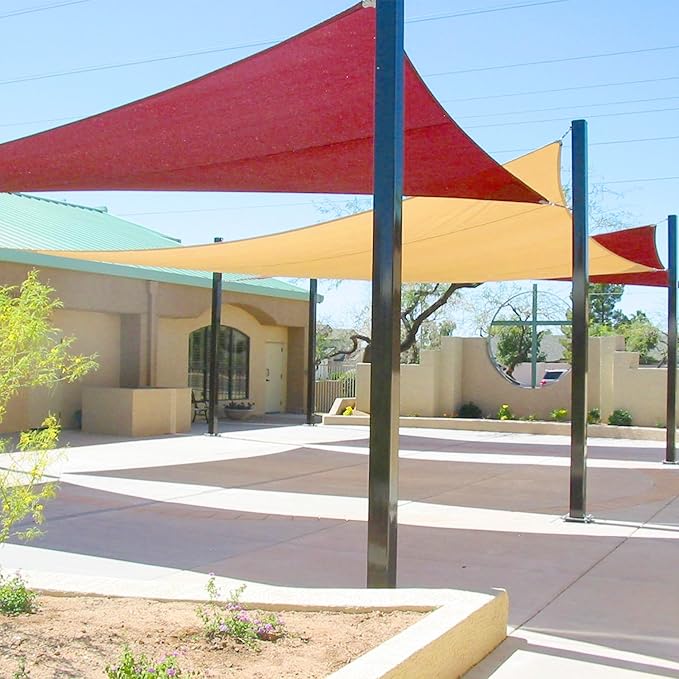 E&K Sunrise 19' x 19' x 19' Sun Shade Sail Triangle Canopy Shade Cover UV Block for Patio Backyard Garden Outdoor (Red)