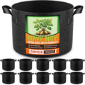 10 Pack 10 Gallon Grow Bags, Thickened Nonwoven Fabric Planter Pots with Handles, Heavy Duty 300G Garden Pots for Tomato, Potato and Vegetable
