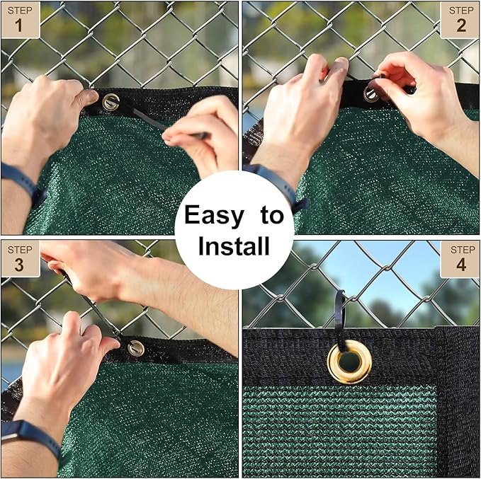 UPGRADE Privacy Fence Screen 5'x77' Dark Green Outdoor 90% Visibility Blockage 170 GSM Mesh Shade Cover Panels for Backyard,Balcony,Home Decoration with Zip Ties,Customized Avaliable