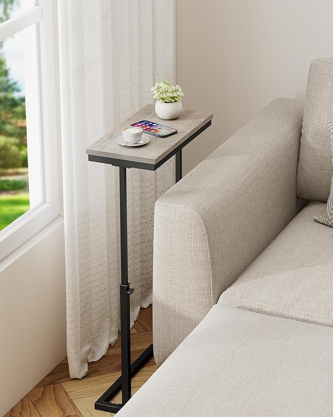 TUTOTAK End Table, Side Table, Tall Couch Table, Sofa Table, Living Room, Bed Room, Greige TB01BG0832