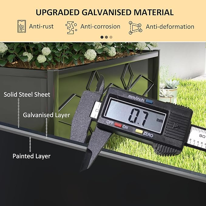 Outsunny Planter Box with Trellis, 35.4 x 15.7 x 47.2 inch Raised Garden Bed with Drainage Holes, Planters for Outdoor Plants, Vegetables, Flowers, Herbs, Trellis Planter, Black