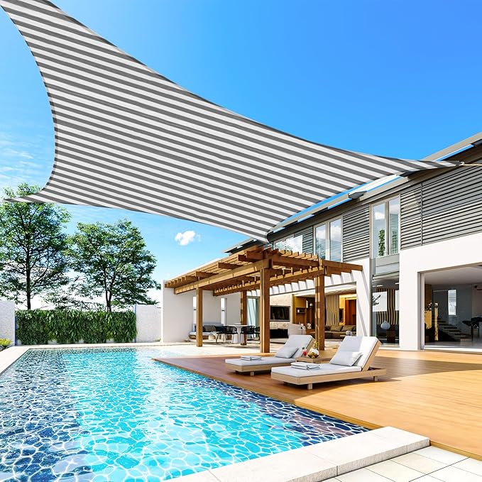 Quictent 20x26ft Sun Shade Sail for Patio, 185GSM Heavy Duty Rectangular Outdoor Sunshades UV Block Outside Canopy Cover for Backyard White and Grey Multi
