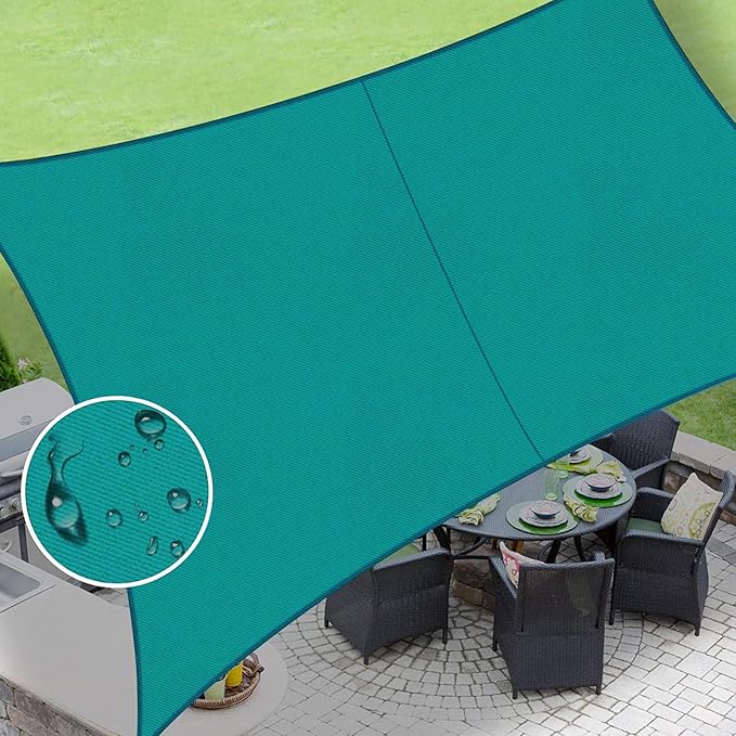 LOVE STORY Rectangle 7'x7' Waterproof Sun Shade Sail Canopy UV Block for Outdoor Patio Backyard Carport,Turquoise Blue(We Make Custom Size)